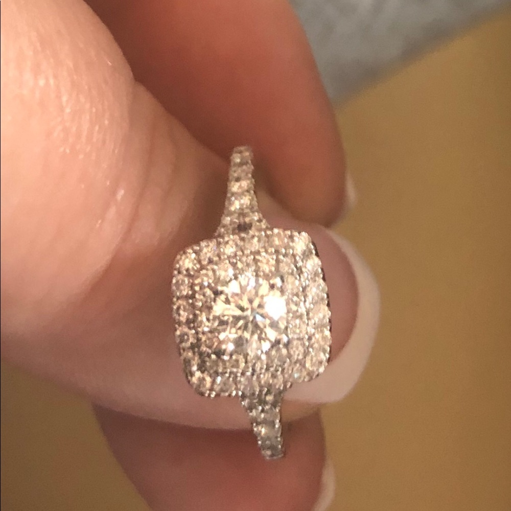 14k White Gold Double Halo Diamond Engagement Ring